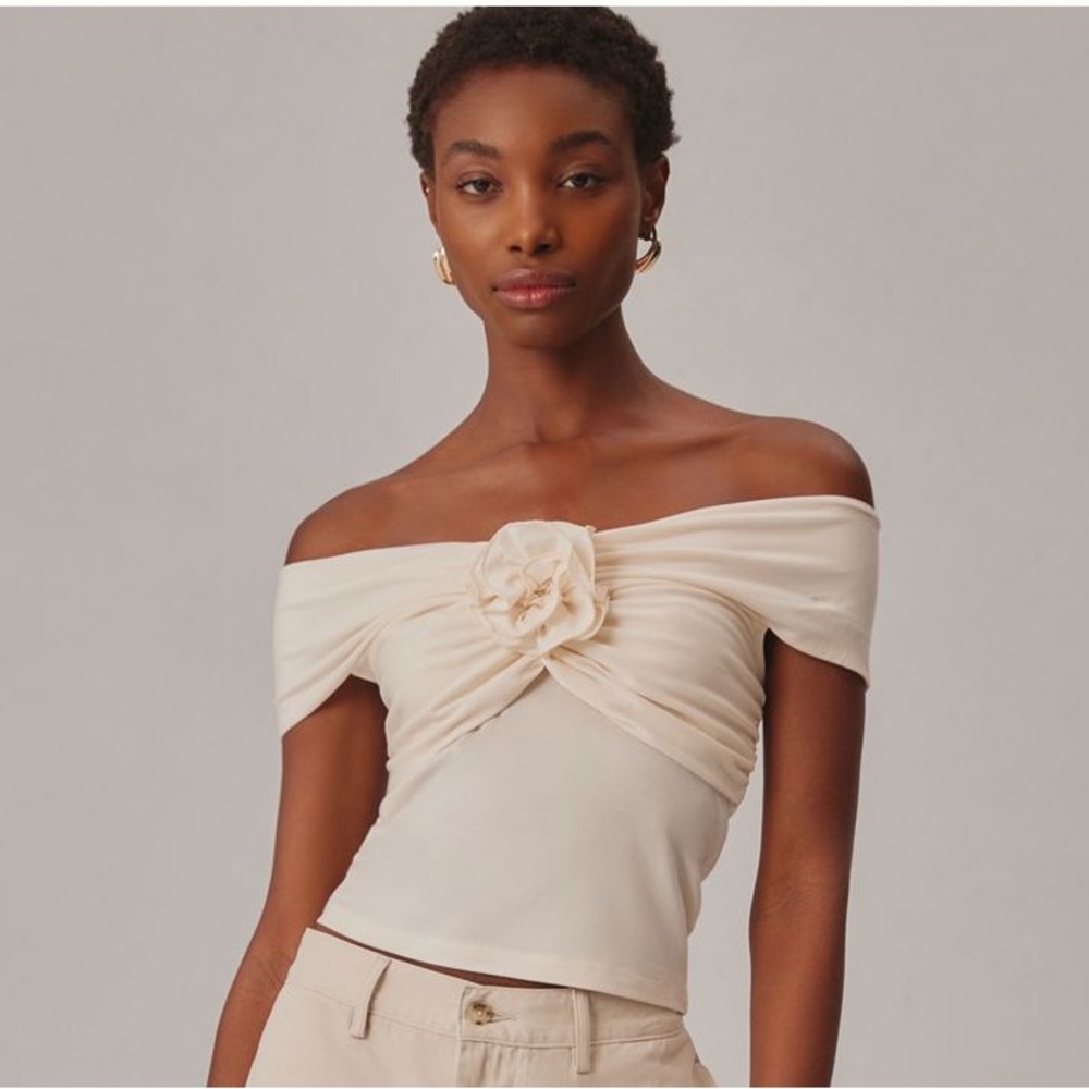 Reformation Emerald Knit Top Cream Medium